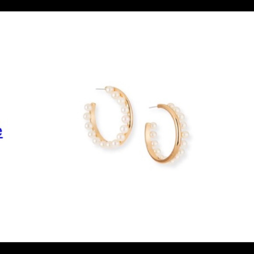 Tory Burch Pearl Fringe Hoop Earrings